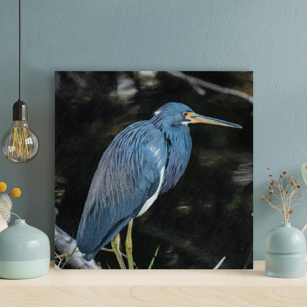 Red Barrel Studio® Blue And White Bird 1 Piece Rectangle Graphic Art